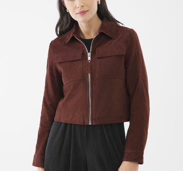 Real Suede Thea Zip Through Jacket | Cappuccino