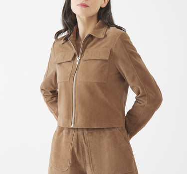 Real Suede Thea Zip Through Jacket | Coco Mocha