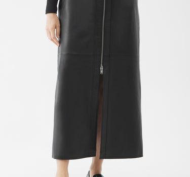 Real Leather Angela Zip Maxi Skirt | Black