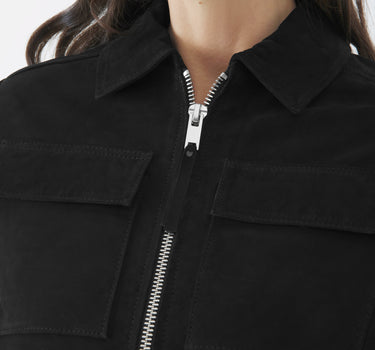 Real Suede Thea Zip Through Jacket | Black