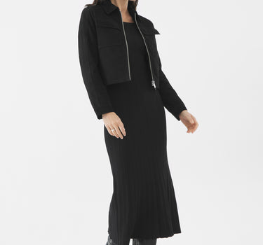 Real Suede Thea Zip Through Jacket | Black