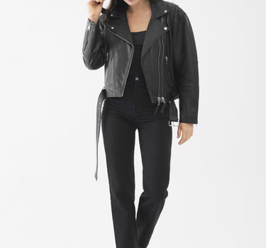 Real Leather Ada Biker Jacket | Black