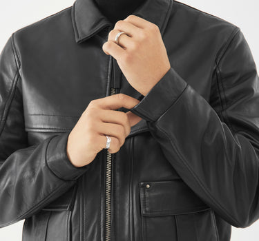 Real Leather Belgravia Worker Jacket | Black