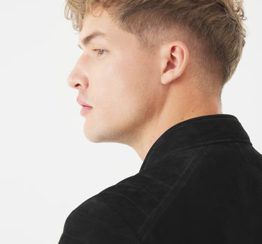 Real Suede Clayton Racer Jacket | Black