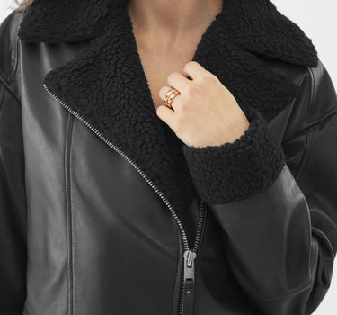 Real Leather Eden Shearling Jacket | Black