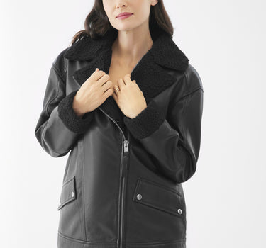 Real Leather Eden Shearling Jacket | Black