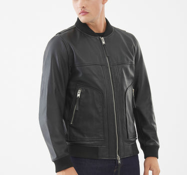 Real Leather Hackney Bomber Jacket | Black