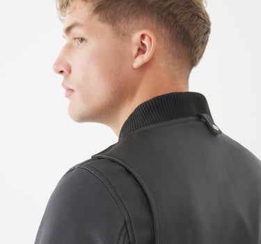 Real Leather Hackney Bomber Jacket | Black