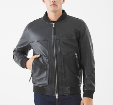 Real Leather Hackney Bomber Jacket | Black