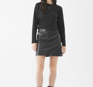 Real Leather Heather Mini Skirt | Black
