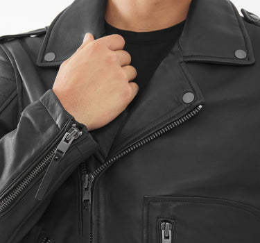 Real Leather Hoxton Biker Jacket | Black