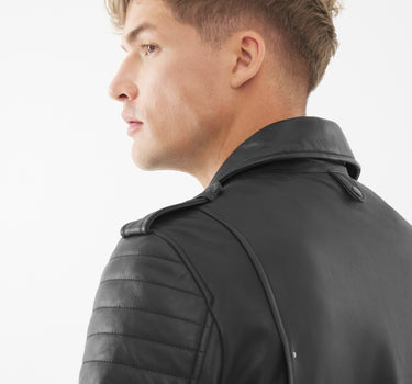 Real Leather Hoxton Biker Jacket | Black
