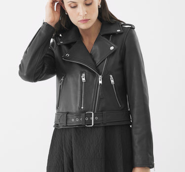 Real Leather Katie Biker Jacket | Black