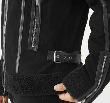 Real Suede Landor Shearling Jacket | Black