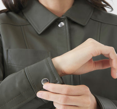 Real Leather Lillian Jacket | Olive Night