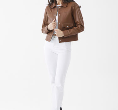 Real Leather Louisa Trucker Jacket | Toffee