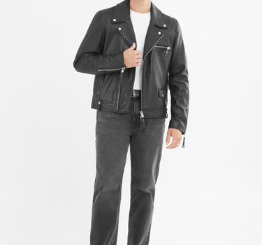 Real Leather Louis Biker Jacket | Black