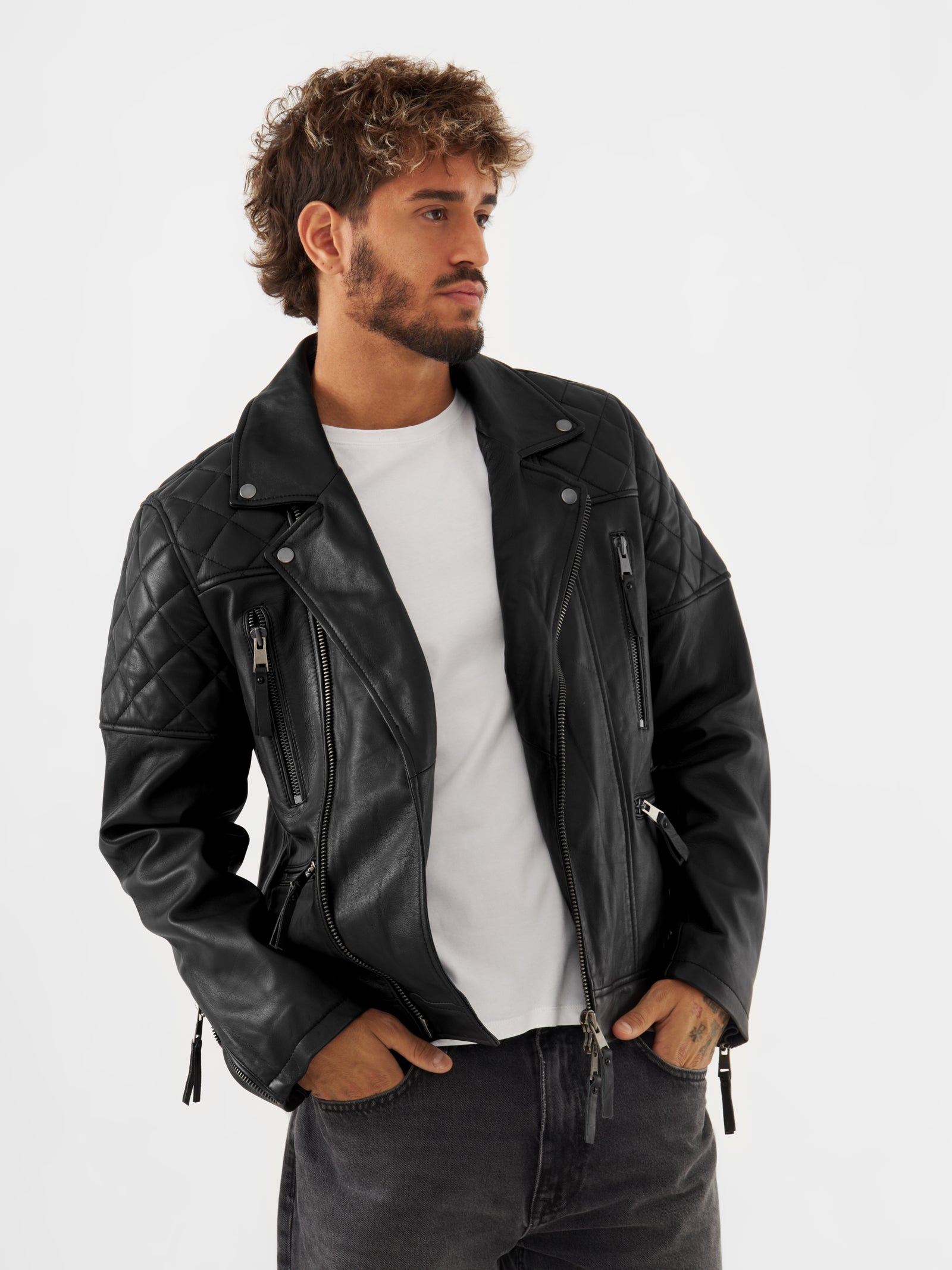 Real Leather Quilted Biker Jacket – Bolongaro Trevor