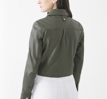 Real Leather Thea Zip Through Jacket | Olive Night