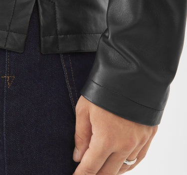 Real Leather Turner Shacket | Black