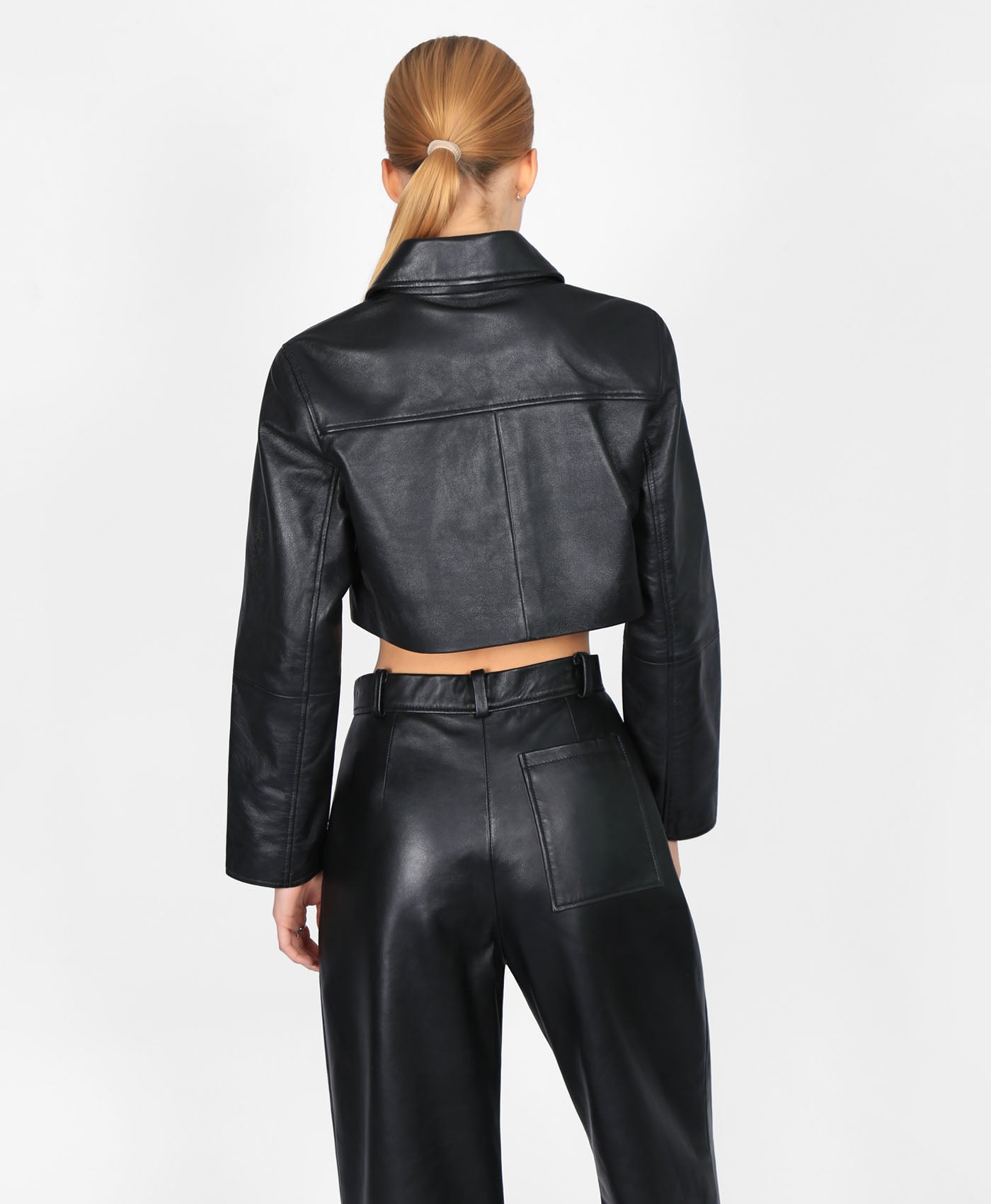 Cropped Leather Worker Jacket