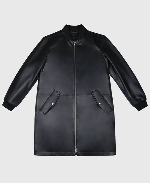 Black longline bomber jacket top
