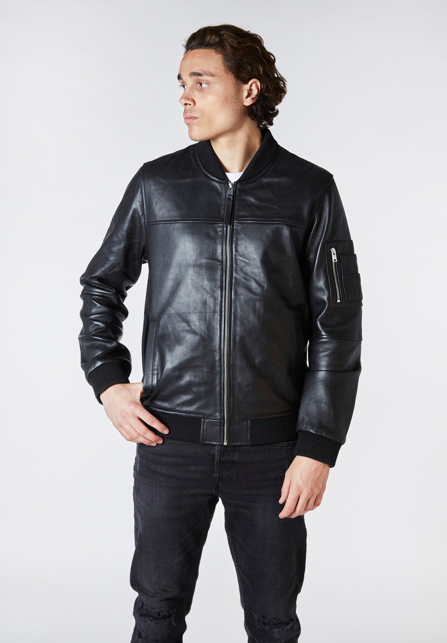 Real Leather MA1 Bomber Jacket