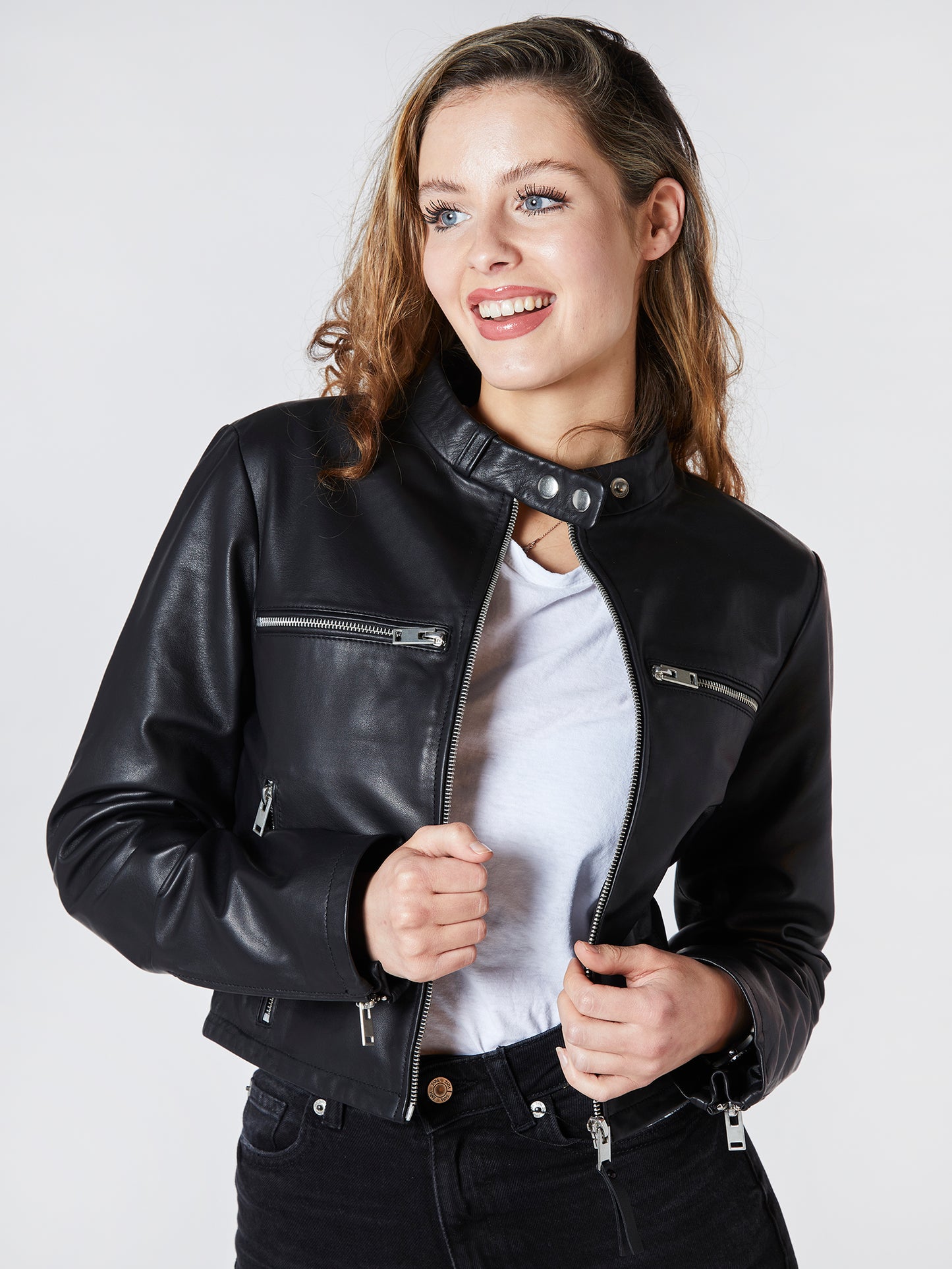 Real Leather Motto Racer Jacket