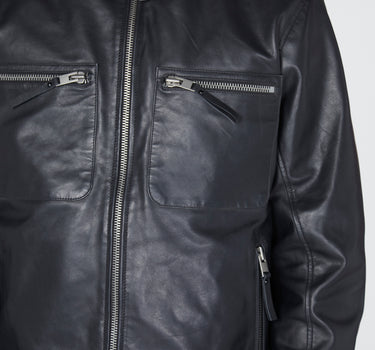 Real Leather Funnel Worker Jacket