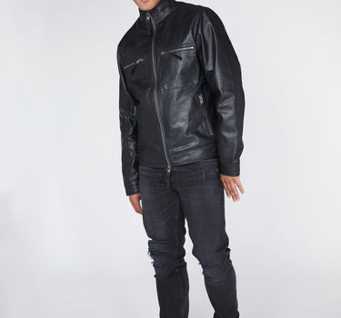 Real Leather Funnel Worker Jacket