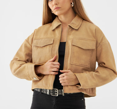 Real Leather Daisy Shirt Jacket