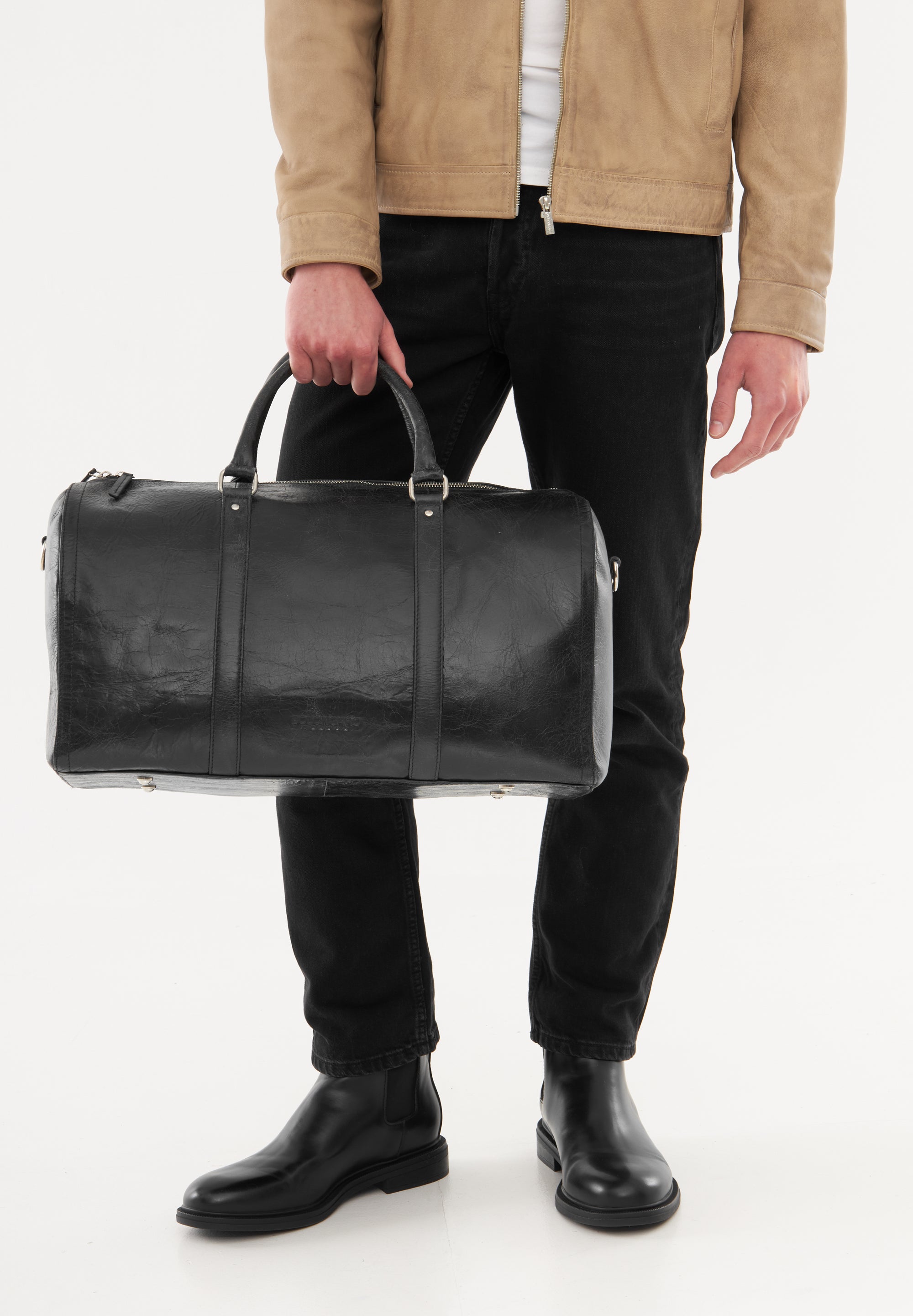 bolongaro trevor leather backpack with mesh pocket Real Leather Minimal Weekend Bag – Bolongaro Trevor