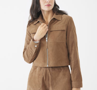 Real Suede Thea Zip Through Jacket | Coco Mocha