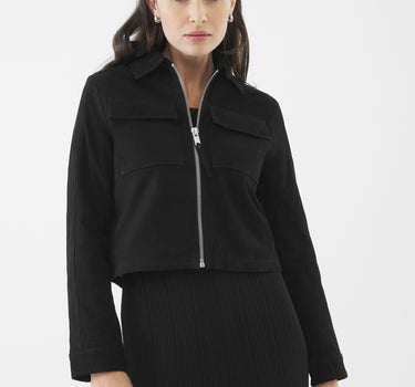 Real Suede Thea Zip Through Jacket | Black