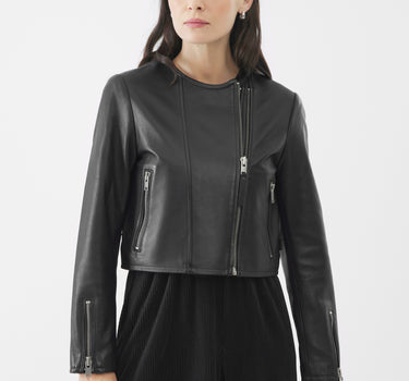Real Leather Bella Zip Through Jacket | Black