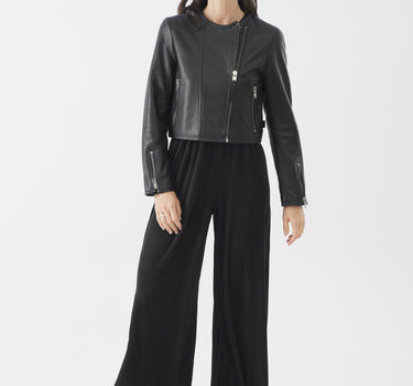Real Leather Bella Zip Through Jacket | Black