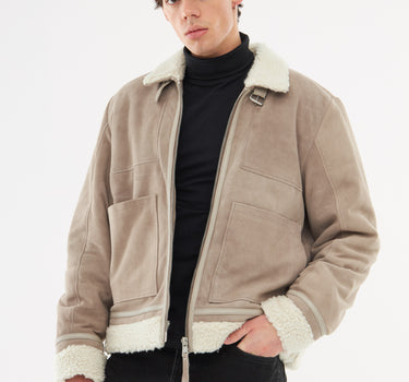 Real Suede Shearling Patch Jacket