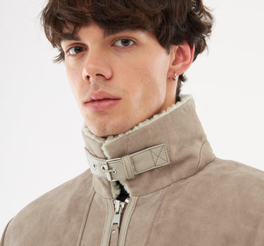 Real Suede Shearling Patch Jacket