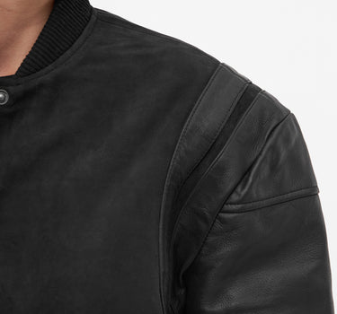 Real Suede and Leather Panelled Bomber Jacket