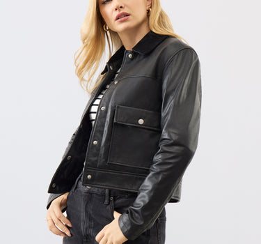 Caris Leather Trucker Jacket