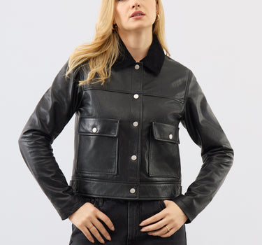 Caris Leather Trucker Jacket