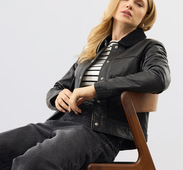 Caris Leather Trucker Jacket