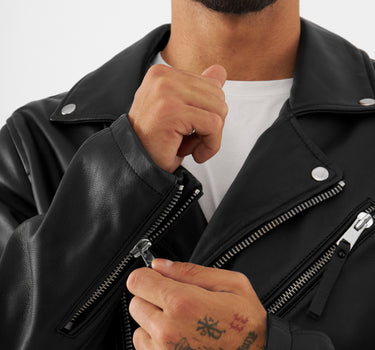 Real Leather Classic Biker Jacket
