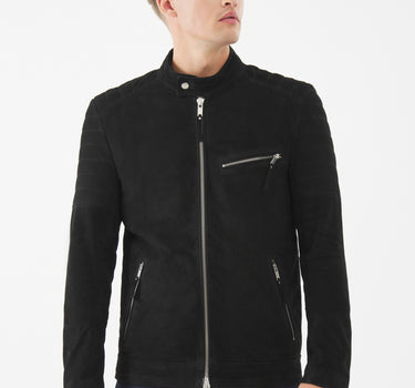 Real Suede Clayton Racer Jacket | Black