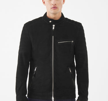Real Suede Clayton Racer Jacket | Black