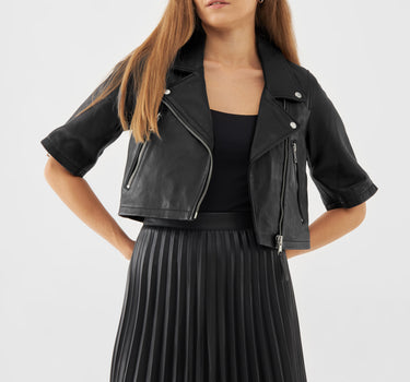 Leather Short Sleeve Minimal Biker Jacket