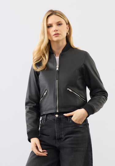 Darcie Leather Bomber Jacket