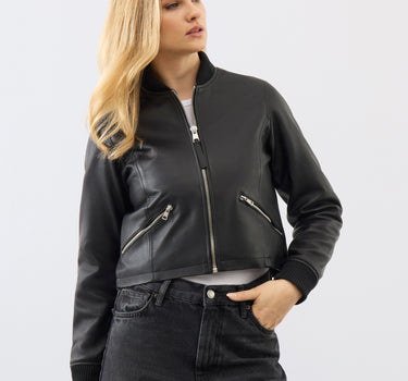 Darcie Leather Bomber Jacket