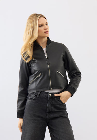 Darcie Leather Bomber Jacket