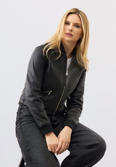 Darcie Leather Bomber Jacket